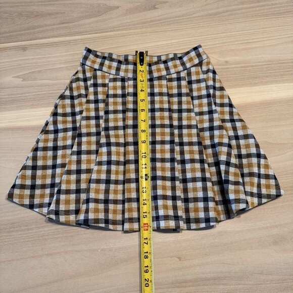 NWT Free People Honey Gold Plaid Printed Mini Skirt Women's 0 - Picture 8 of 8